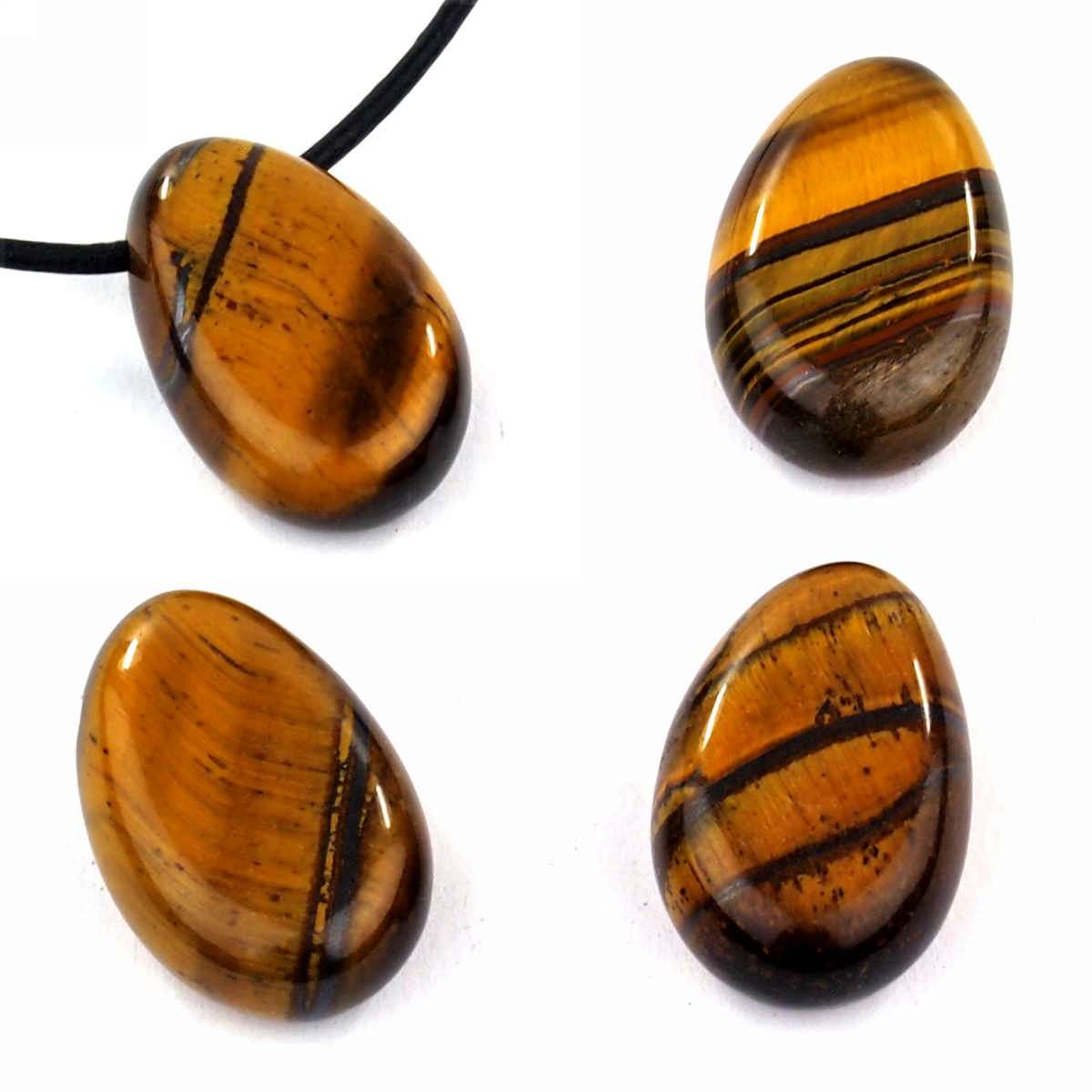 Tigerauge Cabochon Anhänger gebohrt kaufen bei Wunderstein24 Tigerauge Cabochon Anhänger seitlich gebohrt – Bild 1